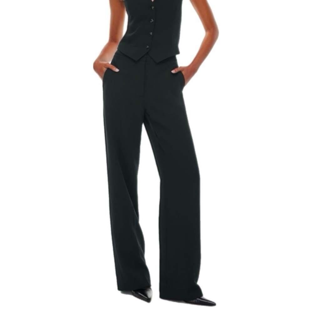 Aritzia Women's Wilfred Black High Rise Wide Leg Trousers Pants, US Size 12